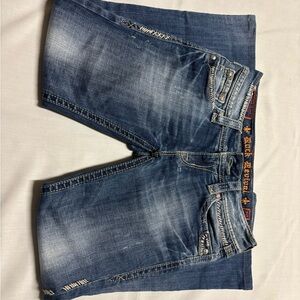 Rock Revival Blue and Orange Denim Shorts